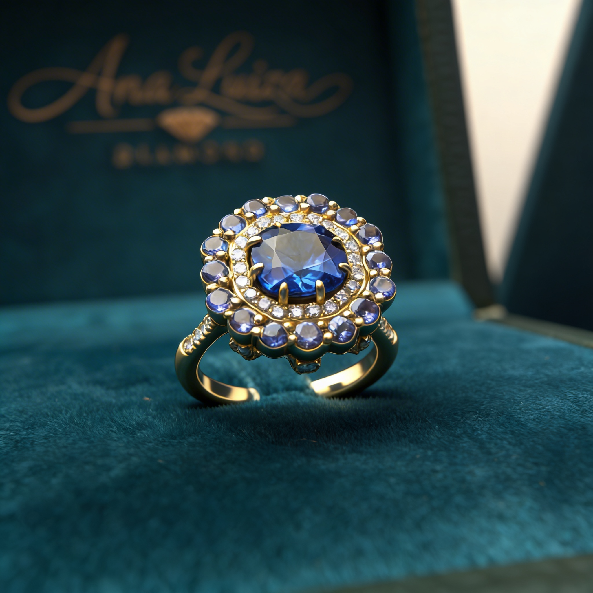 Anel em ouro 18k com tanzanitas e diamantes