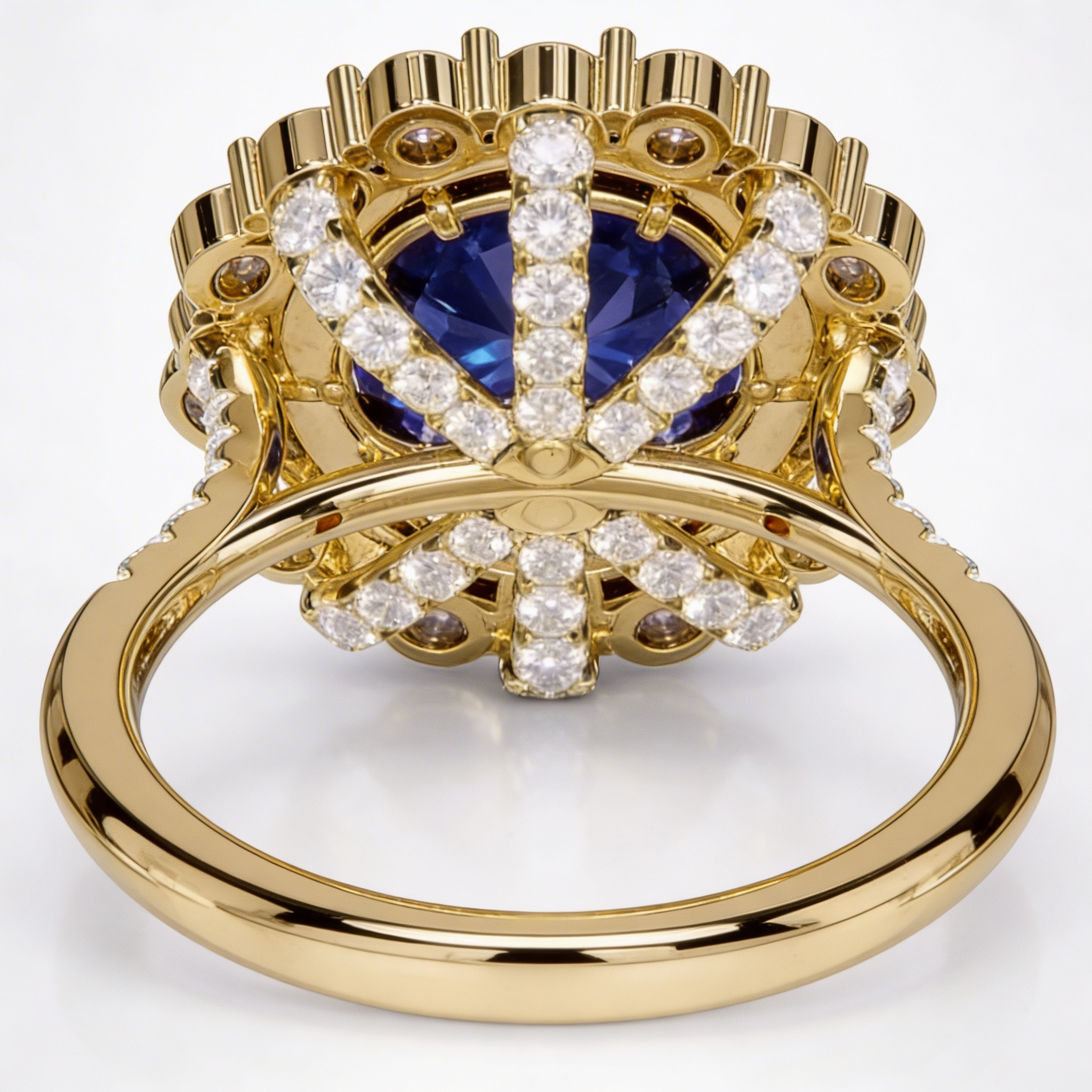 Anel em ouro 18k com tanzanitas e diamantes
