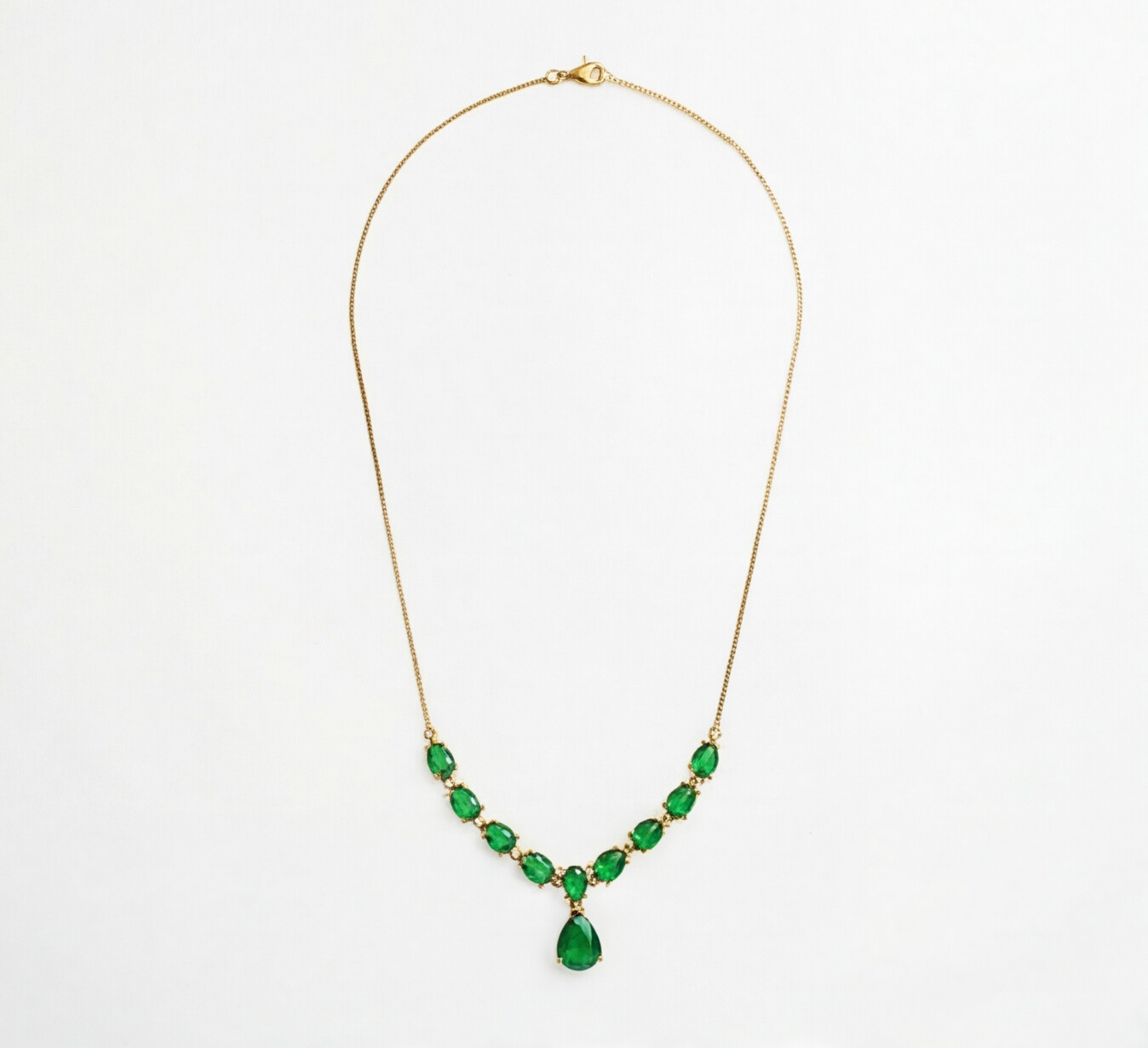 Colar em ouro 18k com esmeraldas e diamantes