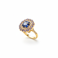 Anel em ouro 18k com tanzanitas e diamantes