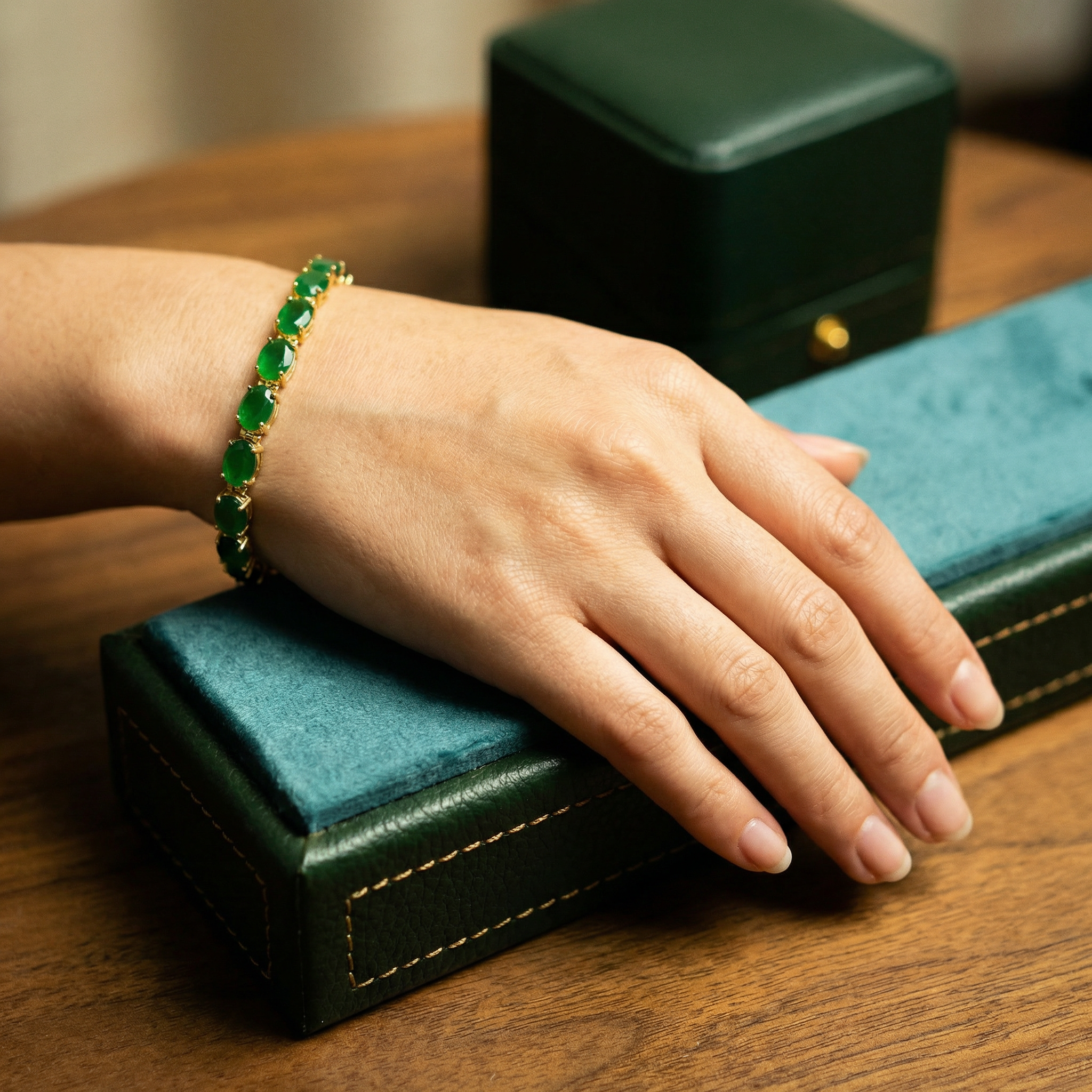 Pulseira de ouro 18k e esmeraldas