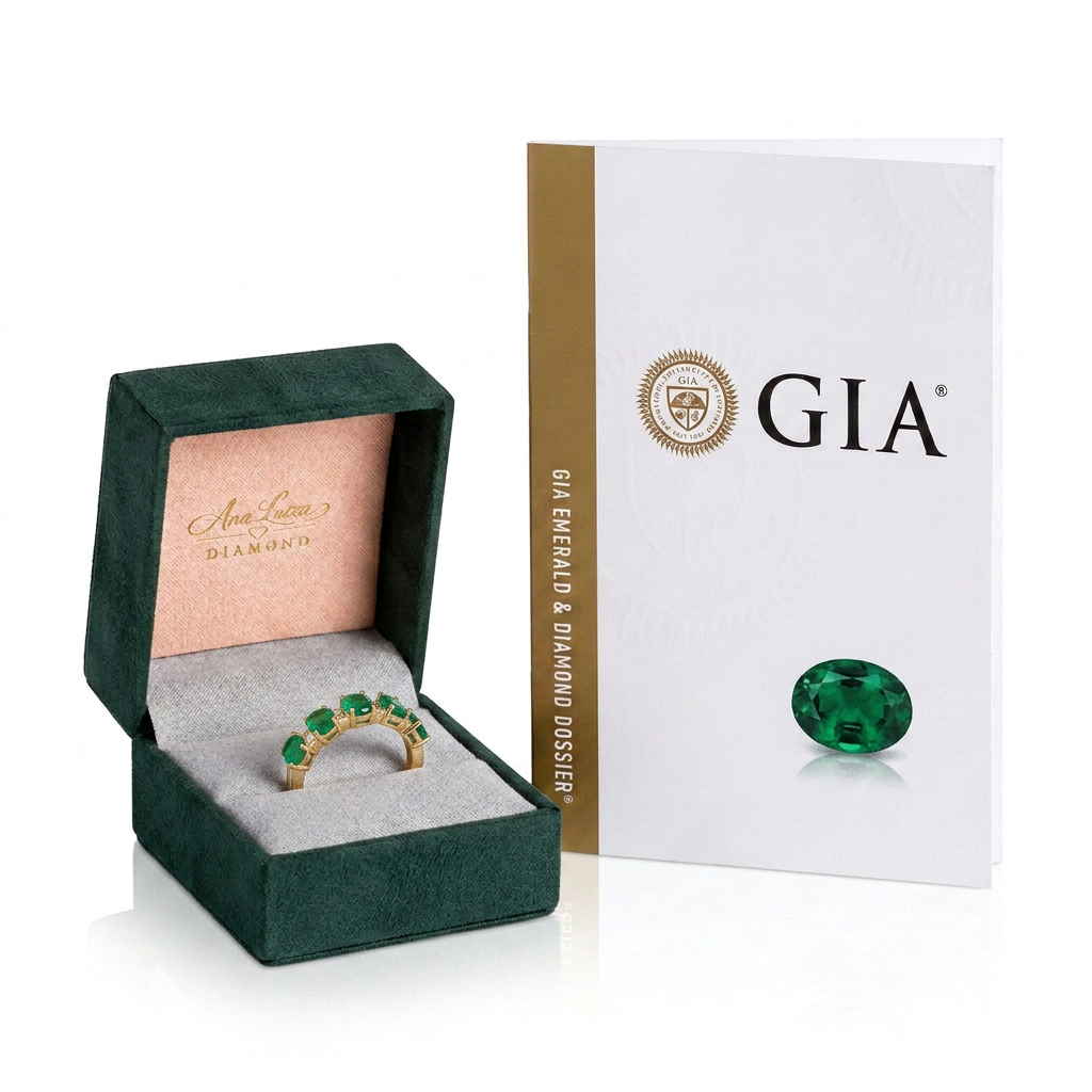 Anel em ouro 18k com esmeraldas